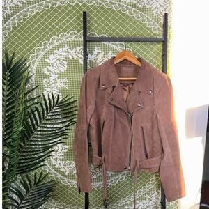 [BLANKNYC] Real Suede Moto Jacket XL Toffee Brown Morning Party Belted